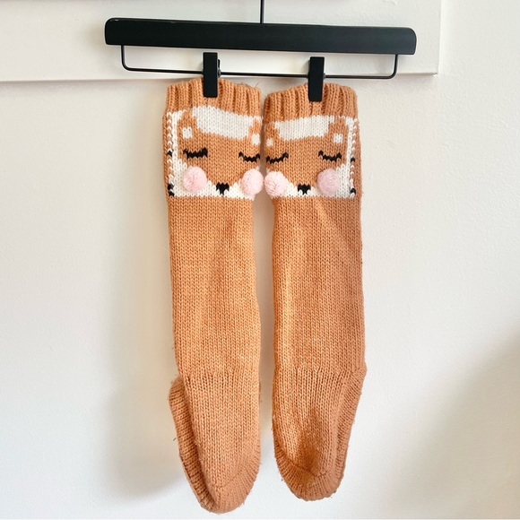 Aerie sz Small 5/6 crochet slippers fox faces socks - Picture 1 of 9